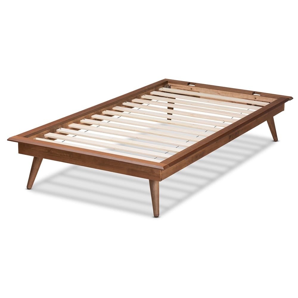 Baxton Studio - Karine Twin Size Bed Frame in Ash Walnut - MG0004-Ash Walnut-Twin-Frame view 3