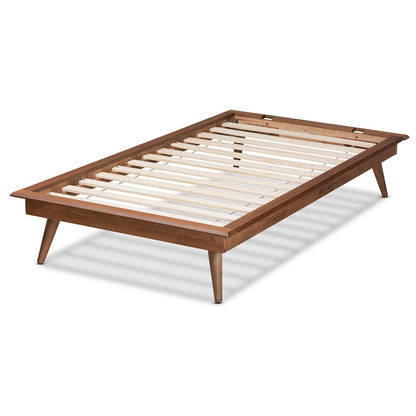 Baxton Studio - Karine Twin Size Bed Frame in Ash Walnut - MG0004-Ash Walnut-Twin-Frame view 3