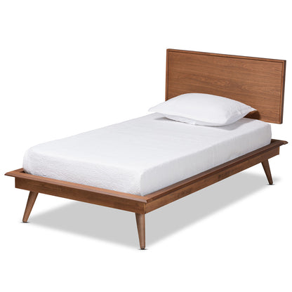 Baxton Studio - Karine Twin Size Bed in Ash Walnut - MG0004-Ash Walnut-Twin view 1