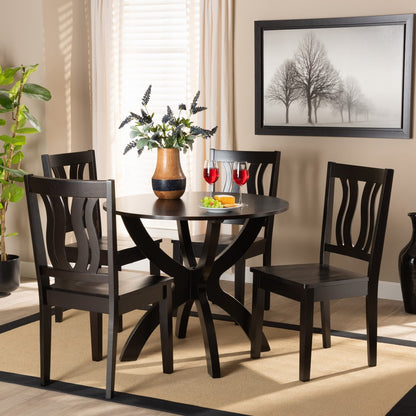 Baxton Studio - Karla Dining Set in Dark Brown - Karla-Dark Brown-5PC Dining Set view 7