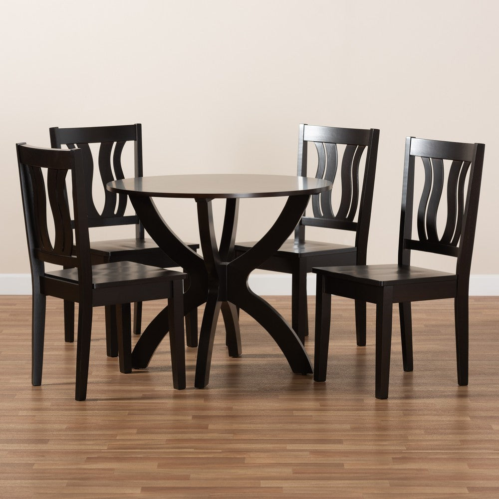 Baxton Studio - Karla Dining Set in Dark Brown - Karla-Dark Brown-5PC Dining Set view 8