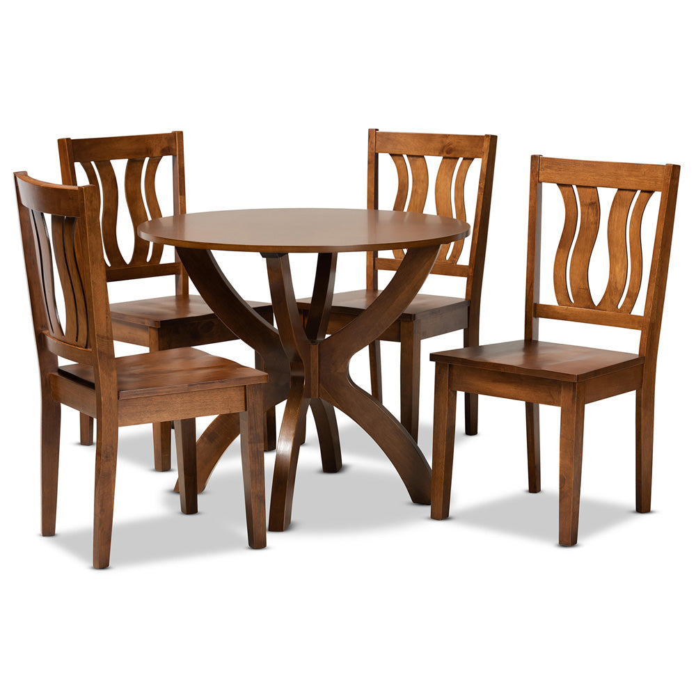Baxton Studio - Karla Dining Set in Walnut Brown - Karla-Walnut-5PC Dining Set view 1