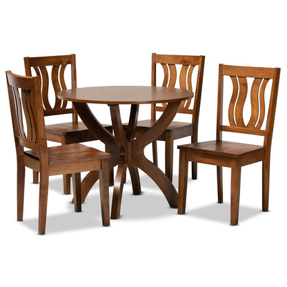 Baxton Studio - Karla Dining Set in Walnut Brown - Karla-Walnut-5PC Dining Set view 1