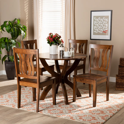 Baxton Studio - Karla Dining Set in Walnut Brown - Karla-Walnut-5PC Dining Set view 7