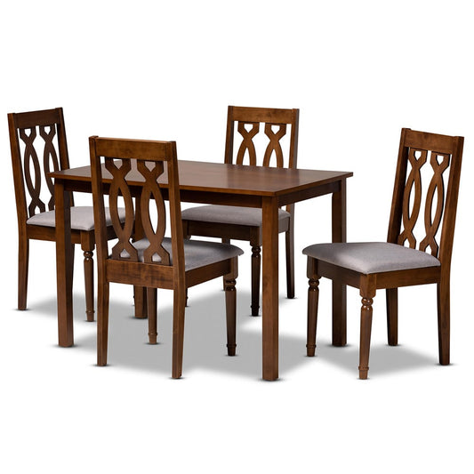 Baxton Studio - Kasia Dining Set in Grey/walnut brown - Kasia-Grey/Walnut-5PC Dining Set view 1