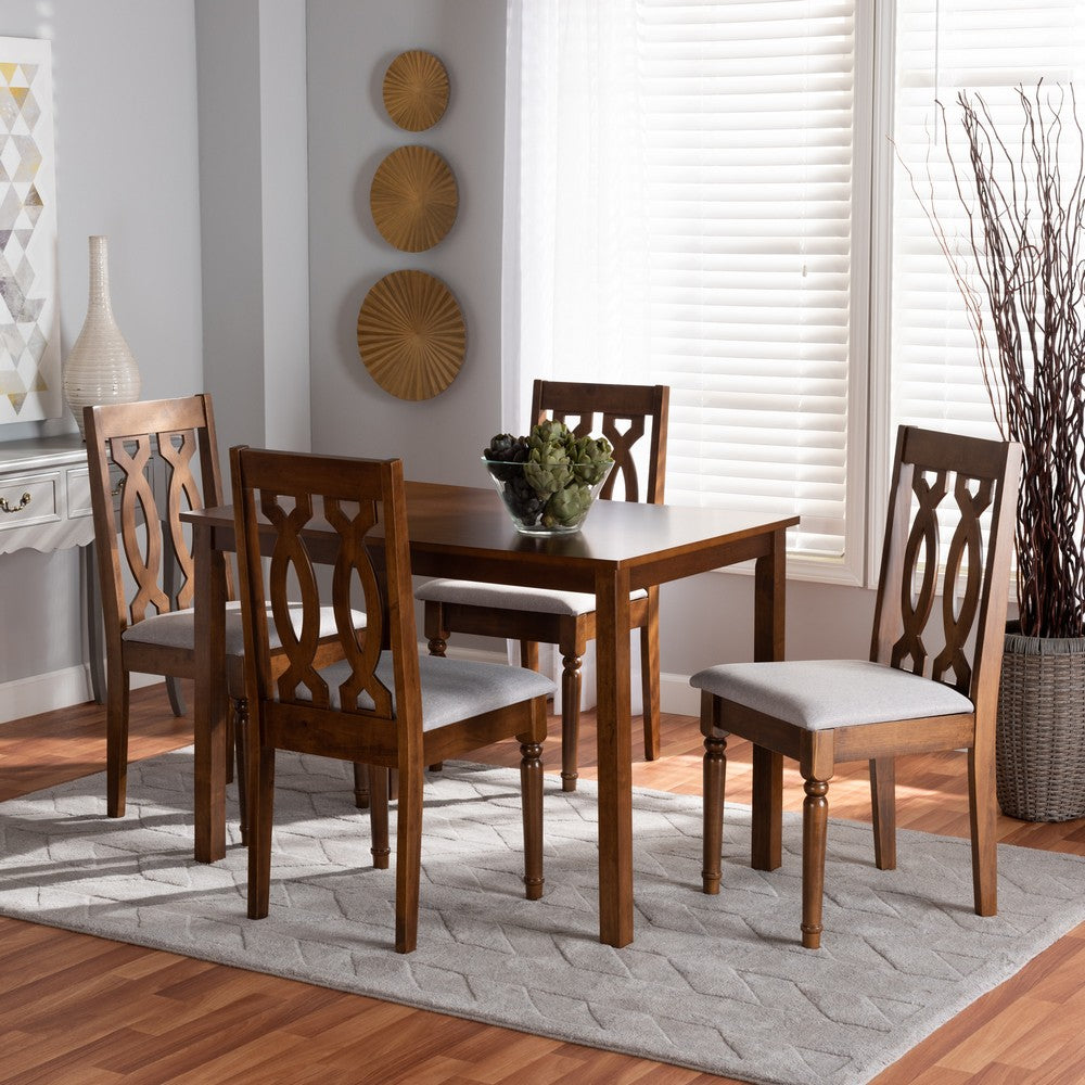Baxton Studio - Kasia Dining Set in Grey/walnut brown - Kasia-Grey/Walnut-5PC Dining Set view 7
