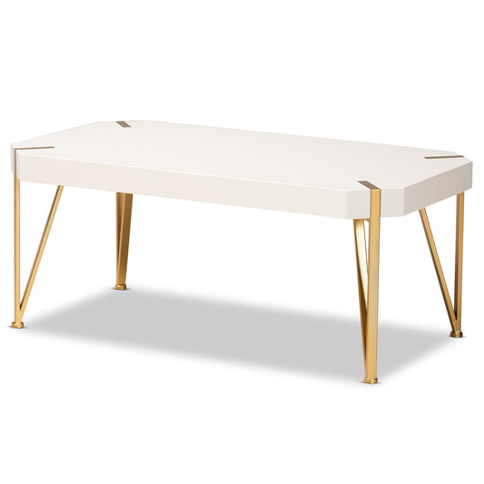 Baxton Studio - Kassa Coffee Table in White/Gold - JY20A156-White/Gold-CT view 1