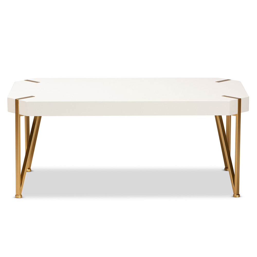 Baxton Studio - Kassa Coffee Table in White/Gold - JY20A156-White/Gold-CT view 2