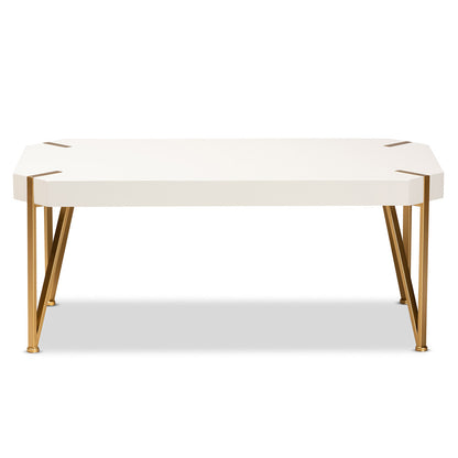Baxton Studio - Kassa Coffee Table in White/Gold - JY20A156-White/Gold-CT view 2
