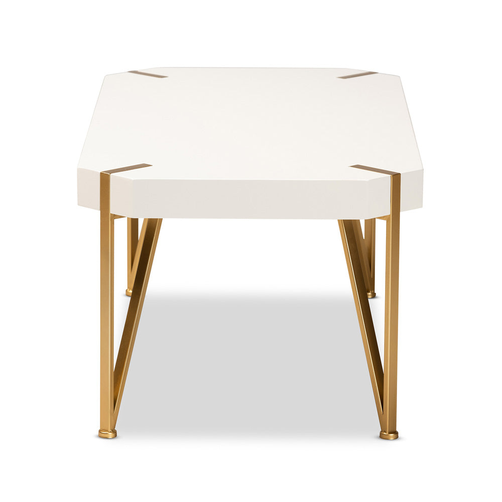 Baxton Studio - Kassa Coffee Table in White/Gold - JY20A156-White/Gold-CT view 3