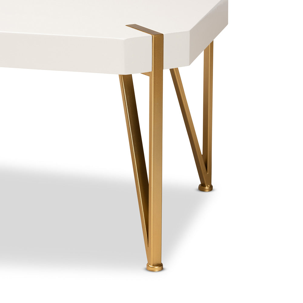 Baxton Studio - Kassa Coffee Table in White/Gold - JY20A156-White/Gold-CT view 5