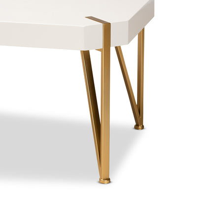 Baxton Studio - Kassa Coffee Table in White/Gold - JY20A156-White/Gold-CT view 5
