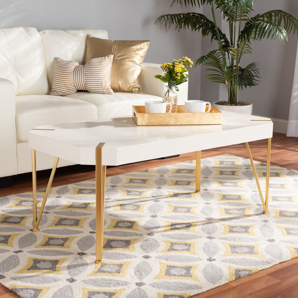 Baxton Studio - Kassa Coffee Table in White/Gold - JY20A156-White/Gold-CT view 6
