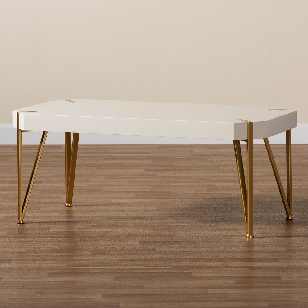Baxton Studio - Kassa Coffee Table in White/Gold - JY20A156-White/Gold-CT view 7