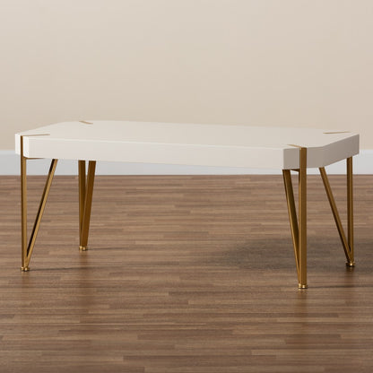 Baxton Studio - Kassa Coffee Table in White/Gold - JY20A156-White/Gold-CT view 7