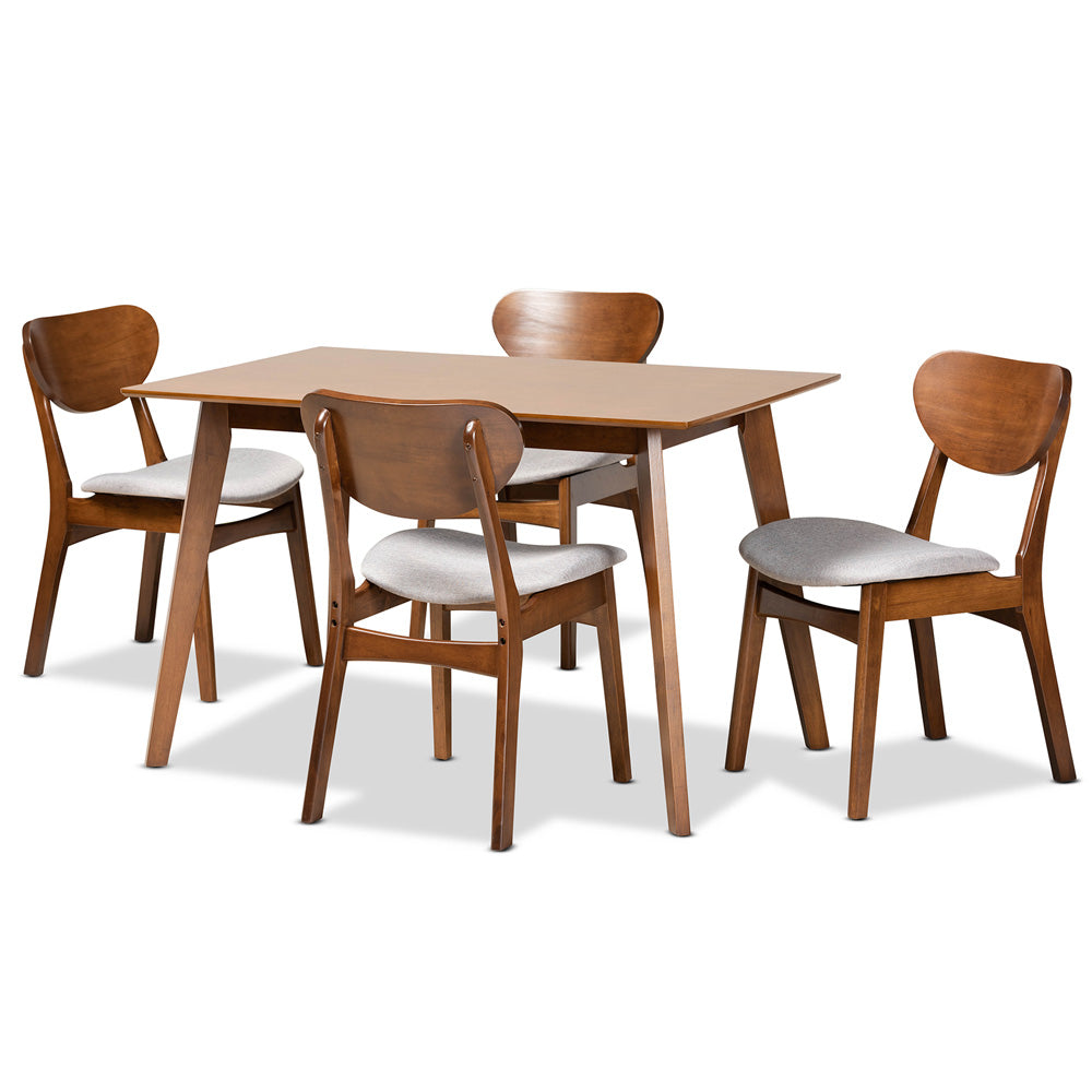 Baxton Studio - Katya Dining Set in Grey/Walnut Brown - RH378C-Grey/Walnut-5PC Dining Set view 1