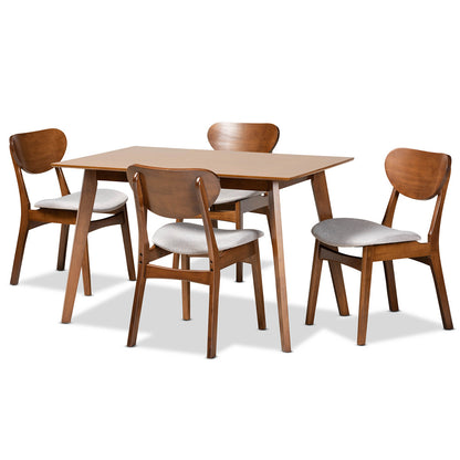 Baxton Studio - Katya Dining Set in Grey/Walnut Brown - RH378C-Grey/Walnut-5PC Dining Set view 1