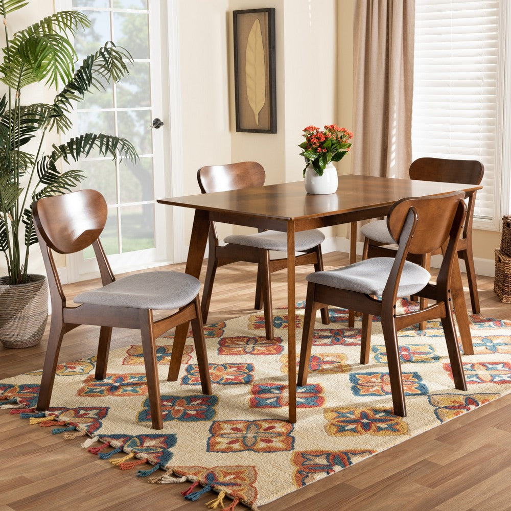 Baxton Studio - Katya Dining Set in Grey/Walnut Brown - RH378C-Grey/Walnut-5PC Dining Set view 7