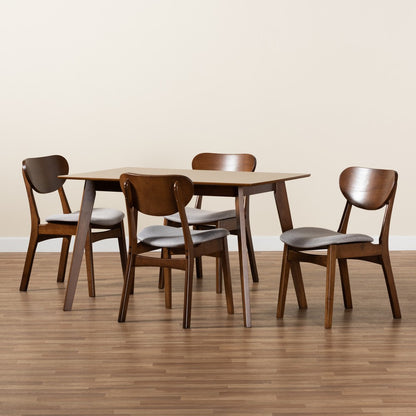 Baxton Studio - Katya Dining Set in Grey/Walnut Brown - RH378C-Grey/Walnut-5PC Dining Set view 8