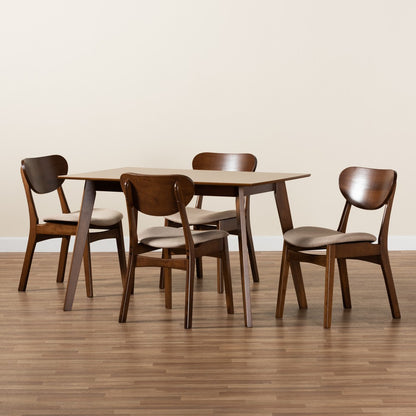 Baxton Studio - Katya Dining Set in Sand/Walnut Brown - RH378C-Sand/Walnut-5PC Dining Set view 8