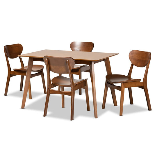 Baxton Studio - Katya Dining Set in Walnut Brown  - RH378C-Walnut-5PC Dining Set view 1