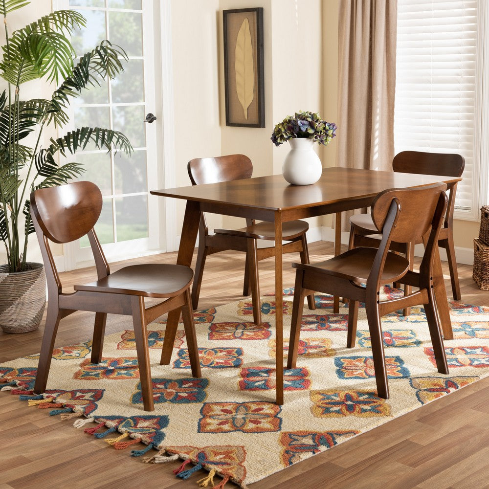 Baxton Studio - Katya Dining Set in Walnut Brown  - RH378C-Walnut-5PC Dining Set view 7