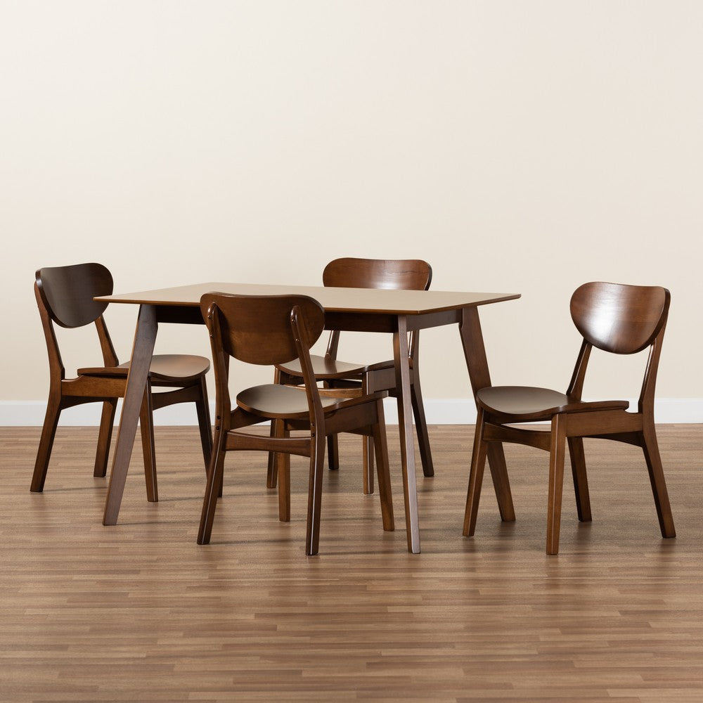 Baxton Studio - Katya Dining Set in Walnut Brown  - RH378C-Walnut-5PC Dining Set view 8