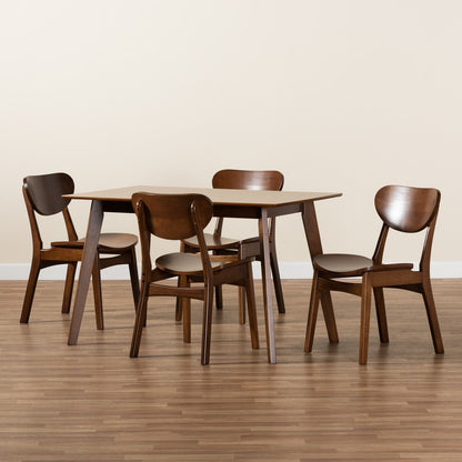 Baxton Studio - Katya Dining Set in Walnut Brown  - RH378C-Walnut-5PC Dining Set view 8
