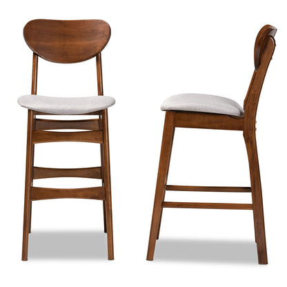 Baxton Studio - Katya Set of 2 Bar Stools in Grey/Walnut Brown - RH378BP-Grey/Walnut Bent Seat-BS-2PK view 3