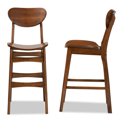 Baxton Studio - Katya Set of 2 Bar Stools in Walnut Brown - RH378BP-Walnut Bent Seat-BS-2PK view 3