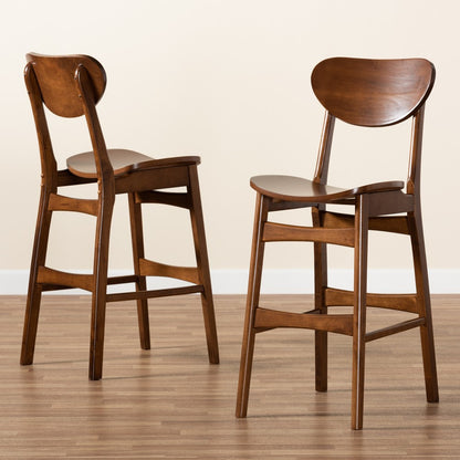 Baxton Studio - Katya Set of 2 Bar Stools in Walnut Brown - RH378BP-Walnut Bent Seat-BS-2PK view 7