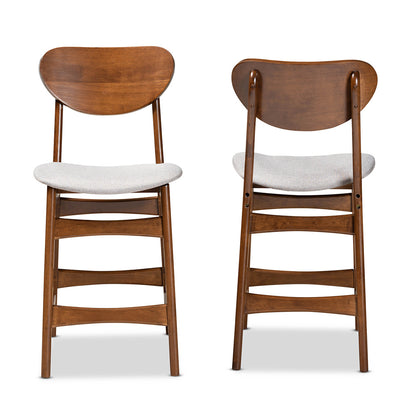 Baxton Studio - Katya Set of 2 Counter Stools in Grey/Walnut Brown - RH378P-Grey/Walnut Bent Seat-PC-2PK view 2