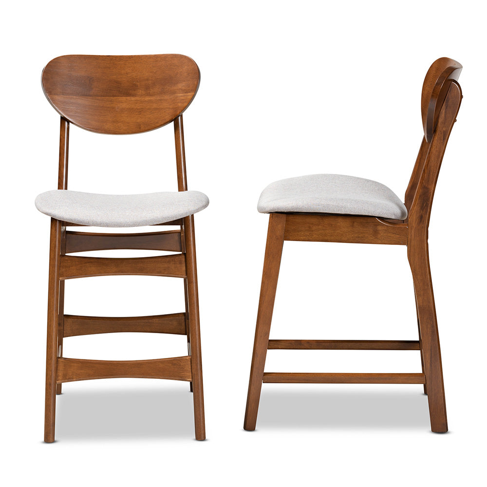 Baxton Studio - Katya Set of 2 Counter Stools in Grey/Walnut Brown - RH378P-Grey/Walnut Bent Seat-PC-2PK view 3