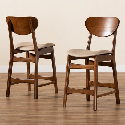 Baxton Studio - Katya Set of 2 Counter Stools in Sand/Walnut Brown - RH378P-Sand/Walnut Bent Seat-PC-2PK view 7