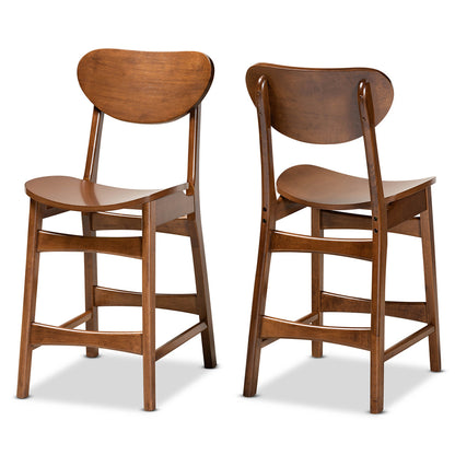 Baxton Studio - Katya Set of 2 Counter Stools in Walnut Brown - RH378P-Walnut Bent Seat-PC-2PK view 1
