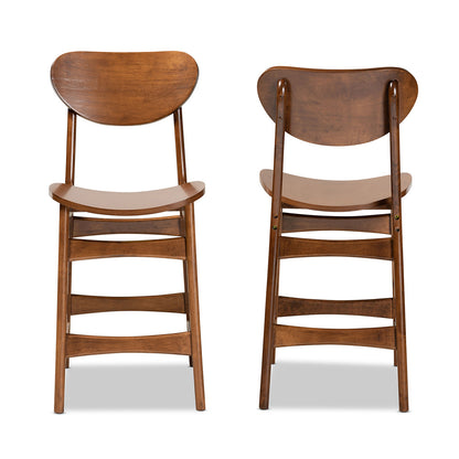 Baxton Studio - Katya Set of 2 Counter Stools in Walnut Brown - RH378P-Walnut Bent Seat-PC-2PK view 2