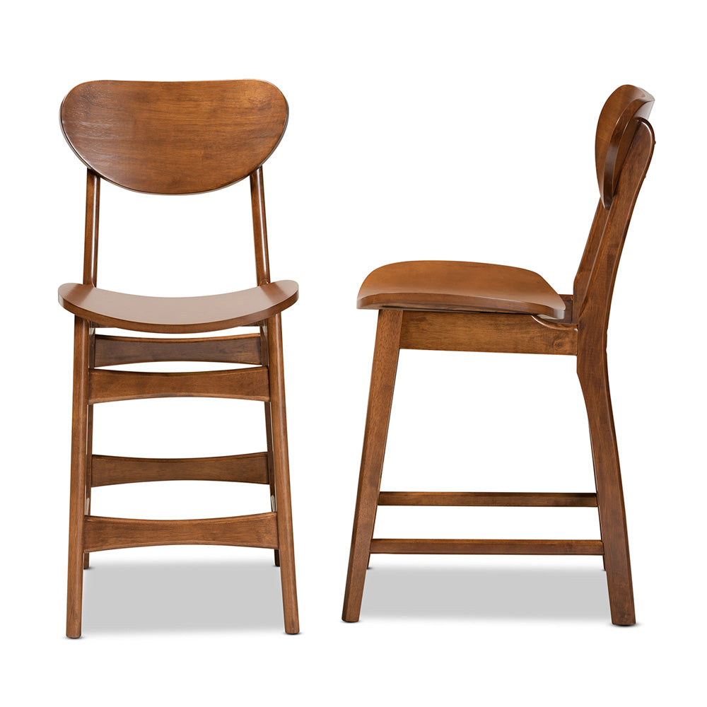 Baxton Studio - Katya Set of 2 Counter Stools in Walnut Brown - RH378P-Walnut Bent Seat-PC-2PK view 3