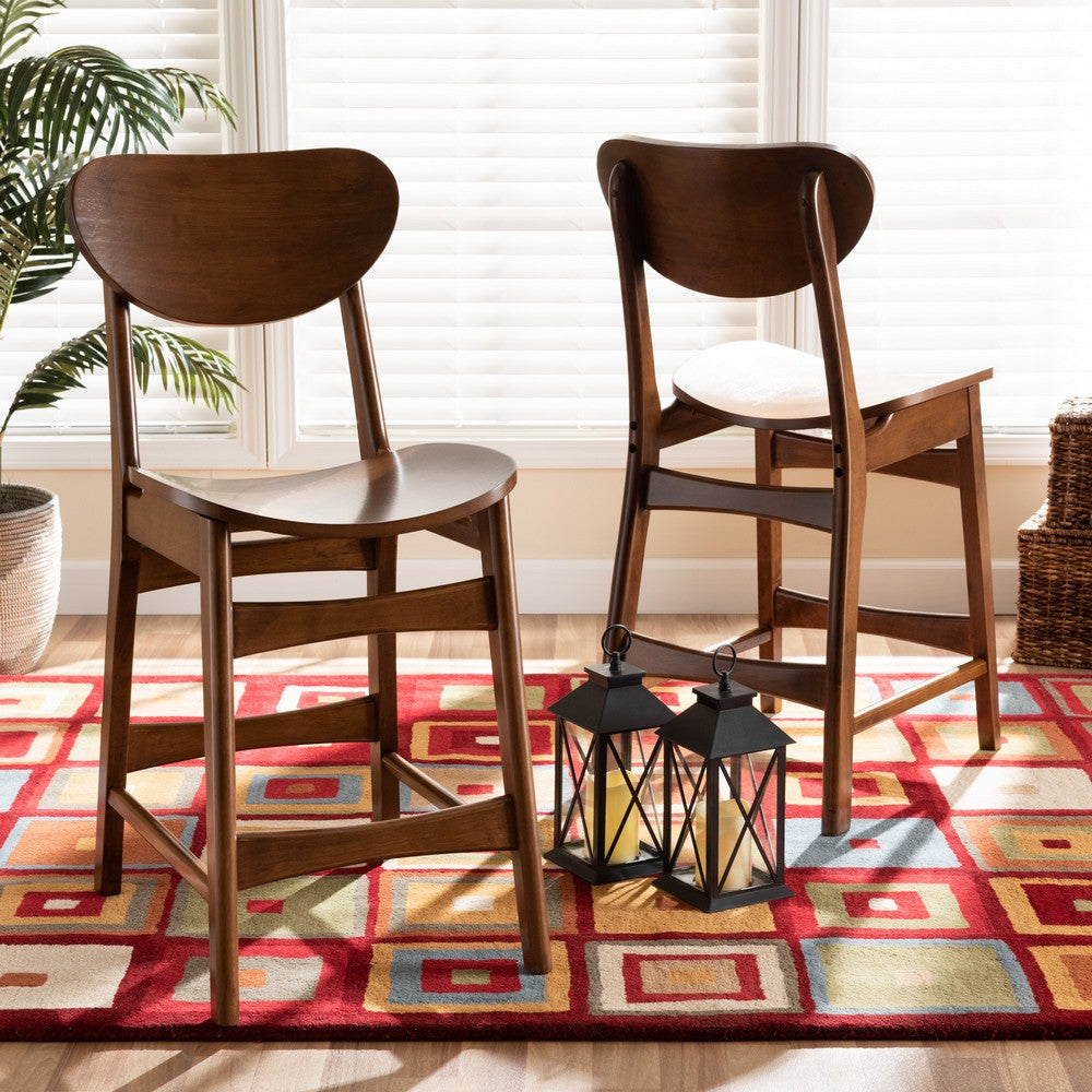 Baxton Studio - Katya Set of 2 Counter Stools in Walnut Brown - RH378P-Walnut Bent Seat-PC-2PK view 6