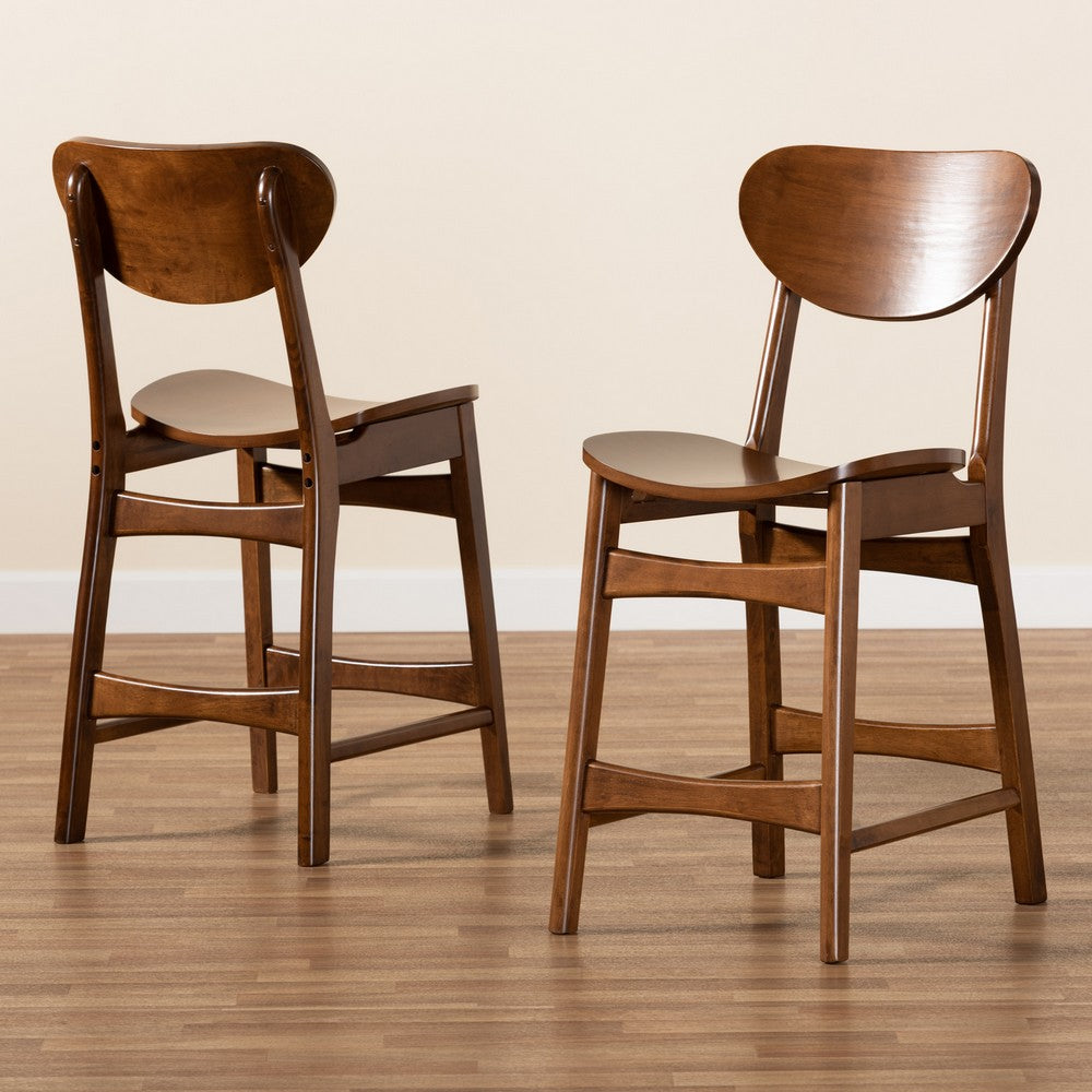 Baxton Studio - Katya Set of 2 Counter Stools in Walnut Brown - RH378P-Walnut Bent Seat-PC-2PK view 7