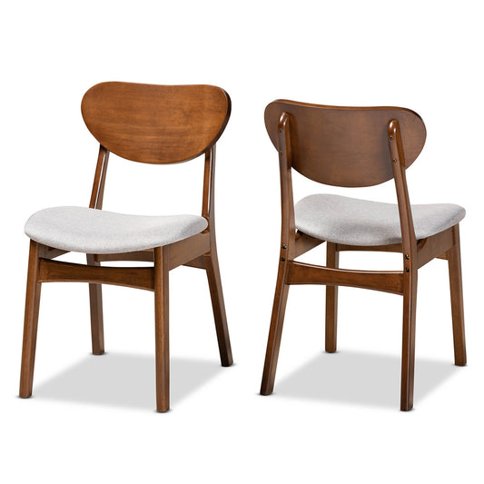 Baxton Studio - Katya Set of 2 Dining Chairs in Grey/Walnut Brown - RH378C-Grey/Walnut Bent Seat-DC-2PK view 1