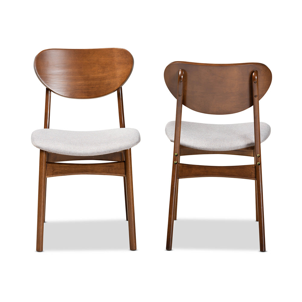 Baxton Studio - Katya Set of 2 Dining Chairs in Grey/Walnut Brown - RH378C-Grey/Walnut Bent Seat-DC-2PK view 2