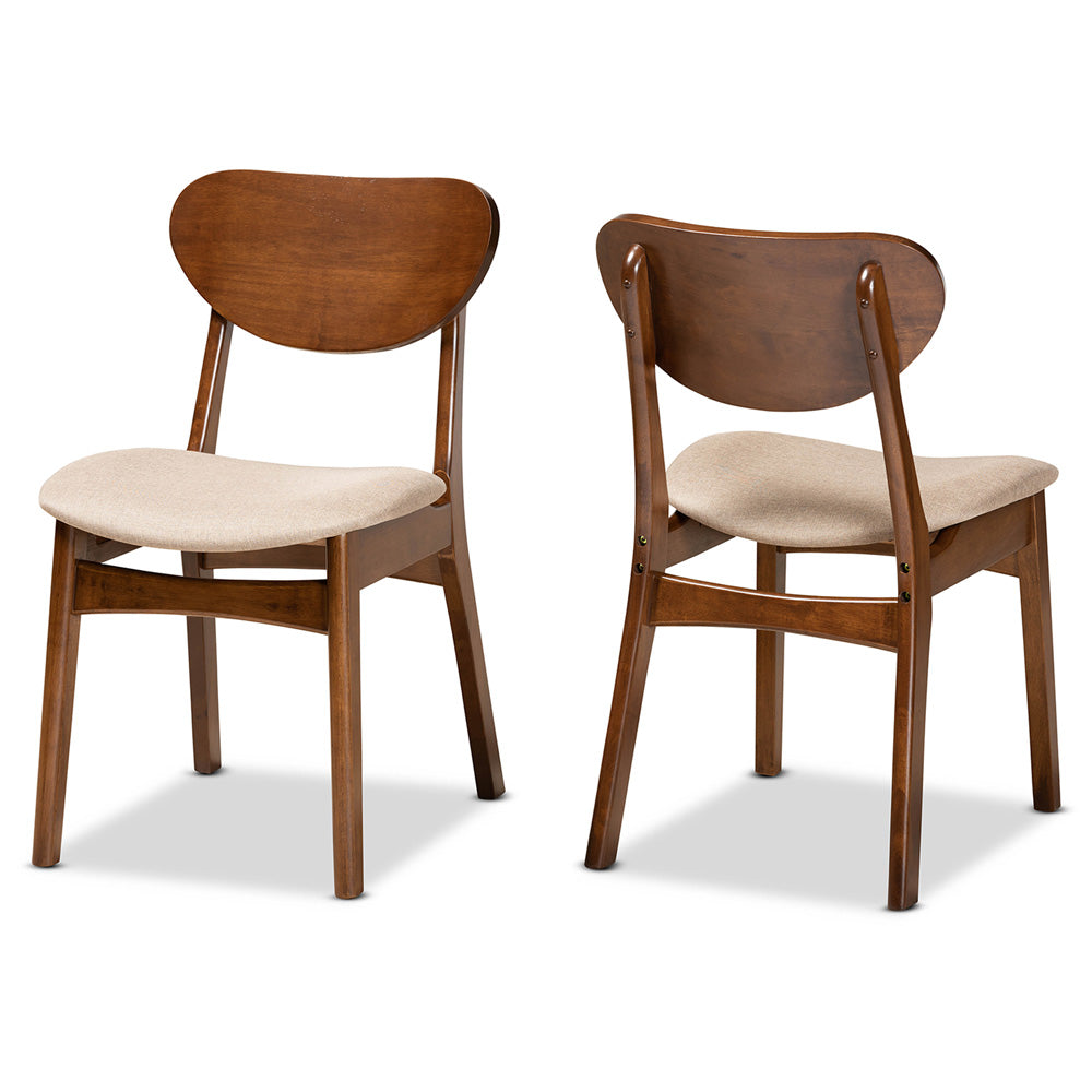 Baxton Studio - Katya Set of 2 Dining Chairs in Sand/Walnut Brown - RH378C-Sand/Walnut Bent Seat-DC-2PK view 1