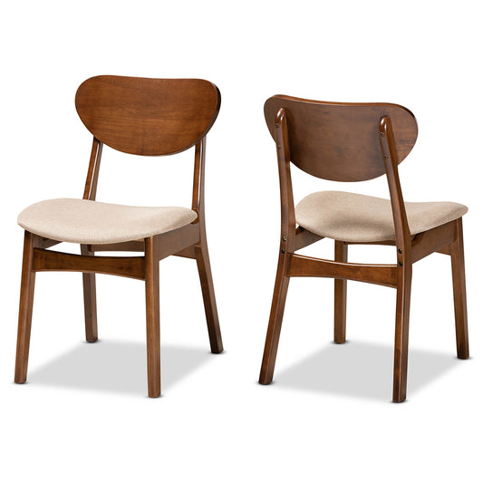 Baxton Studio - Katya Set of 2 Dining Chairs in Sand/Walnut Brown - RH378C-Sand/Walnut Bent Seat-DC-2PK view 1