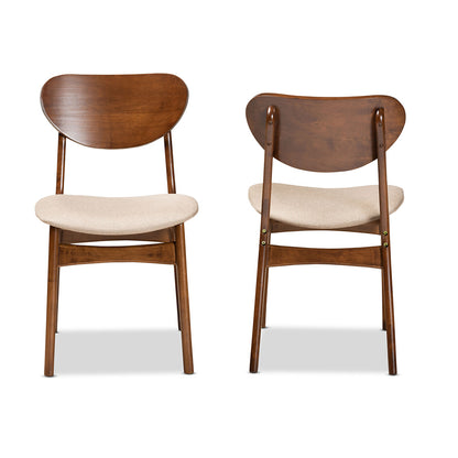 Baxton Studio - Katya Set of 2 Dining Chairs in Sand/Walnut Brown - RH378C-Sand/Walnut Bent Seat-DC-2PK view 2
