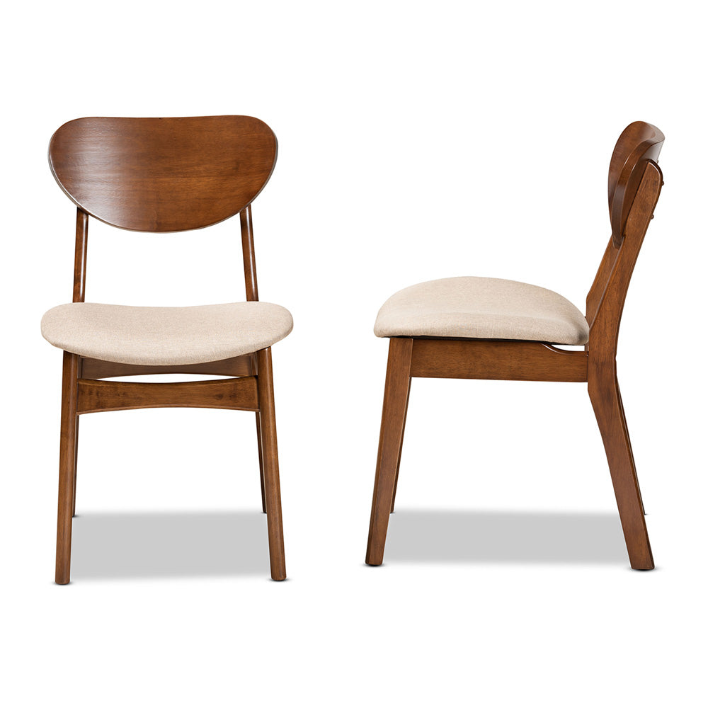 Baxton Studio - Katya Set of 2 Dining Chairs in Sand/Walnut Brown - RH378C-Sand/Walnut Bent Seat-DC-2PK view 3