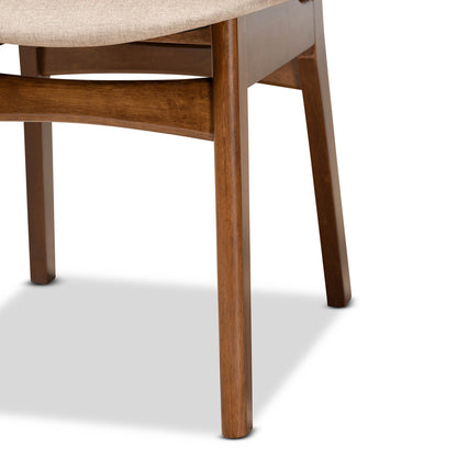 Baxton Studio - Katya Set of 2 Dining Chairs in Sand/Walnut Brown - RH378C-Sand/Walnut Bent Seat-DC-2PK view 5