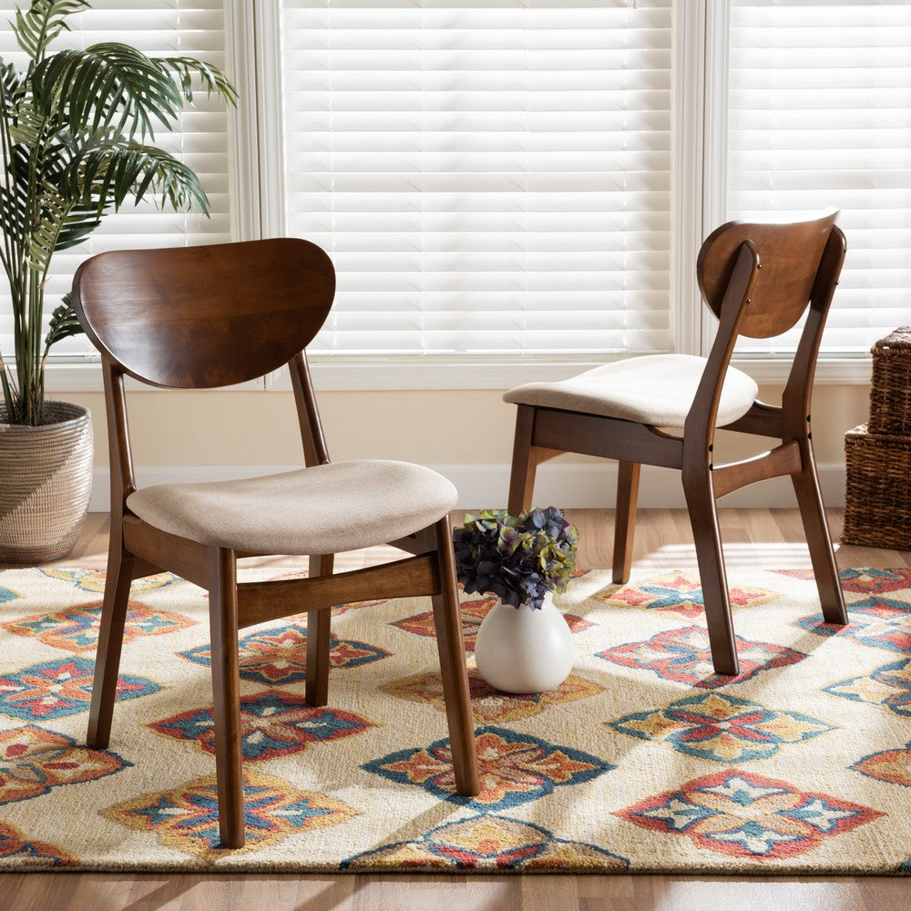 Baxton Studio - Katya Set of 2 Dining Chairs in Sand/Walnut Brown - RH378C-Sand/Walnut Bent Seat-DC-2PK view 6