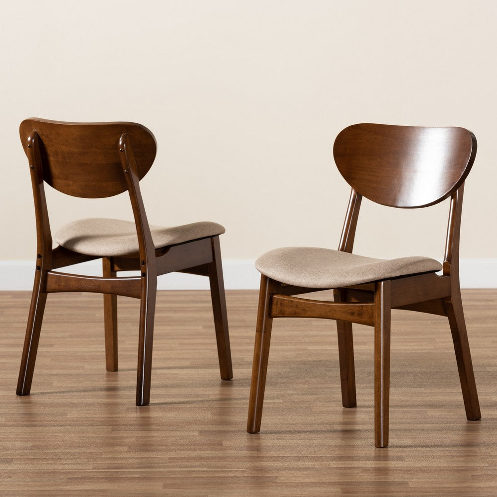 Baxton Studio - Katya Set of 2 Dining Chairs in Sand/Walnut Brown - RH378C-Sand/Walnut Bent Seat-DC-2PK view 7