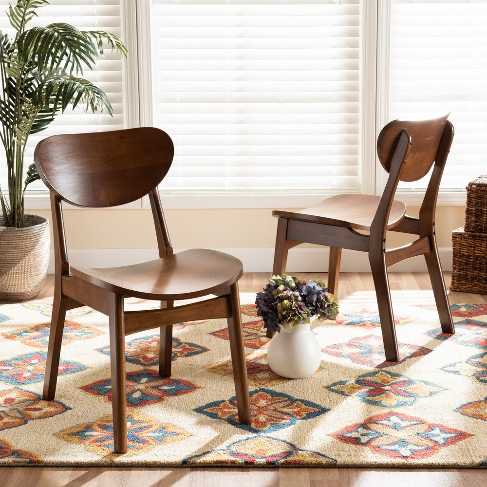Baxton Studio - Katya Set of 2 Dining Chairs in Walnut Brown  - RH378C-Walnut Bent Seat-DC-2PK view 6