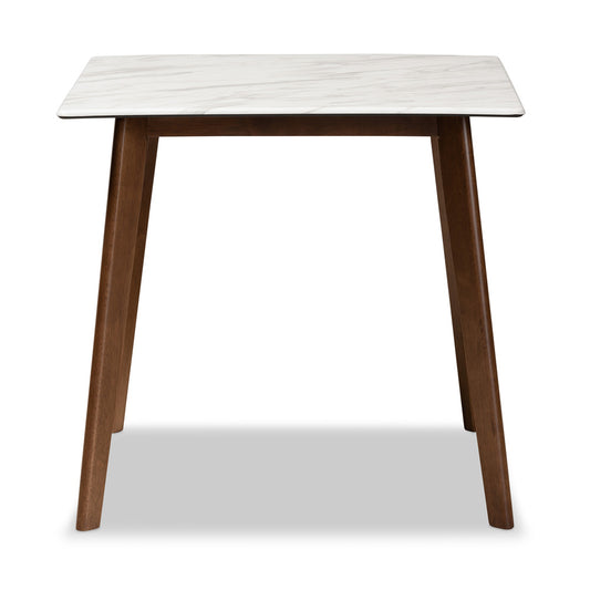 Baxton Studio - Kaylee Dining Table in Marble/Walnut Brown - Kaylee-Marble/Walnut-DT view 2